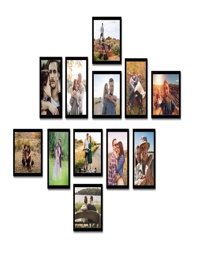 i2 Frames 12 Individual Wall Hanging Collage Photo Frames Black with 12-6x8 Inch - Image 1